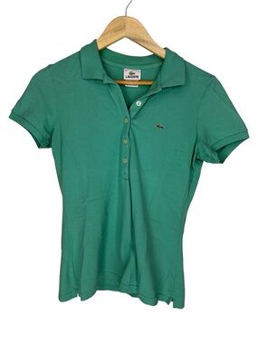 Lacoste Women's teal Green Pique Polo Top
